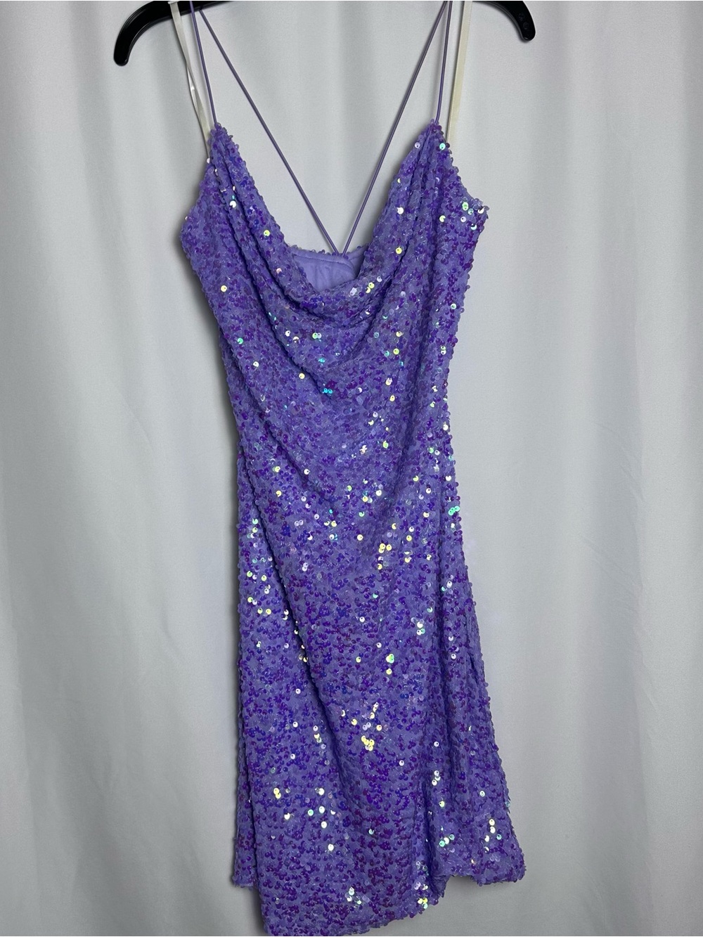 Windsor Purple Lavender Sequin Cowl Neck Mini Dress size large